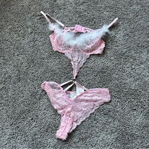 Pink Lace Lingerie Set